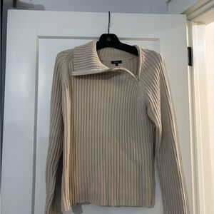 Reitmans Beige Ribbed Cowl Neck Sweater